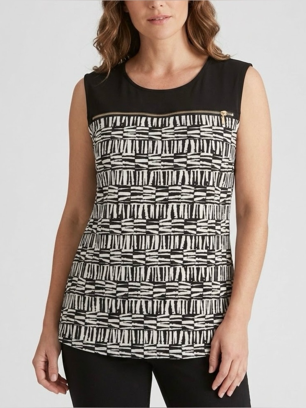 Calvin Klein Women’s Sleeveless Blouse M Zipper Accent
